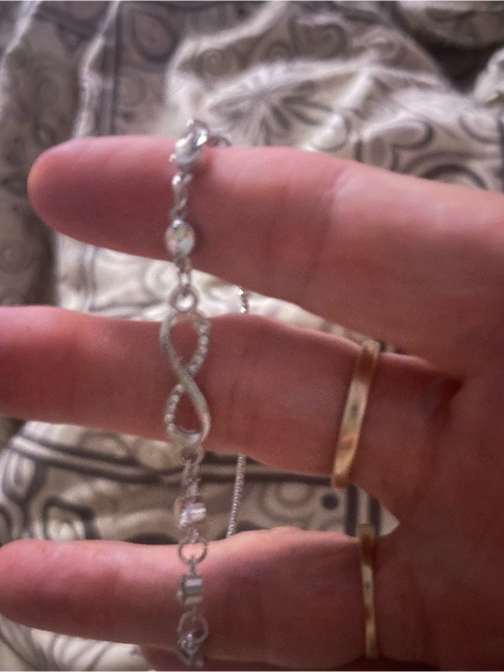 Sterling Silver Infinity Bracelet with Clear Stones